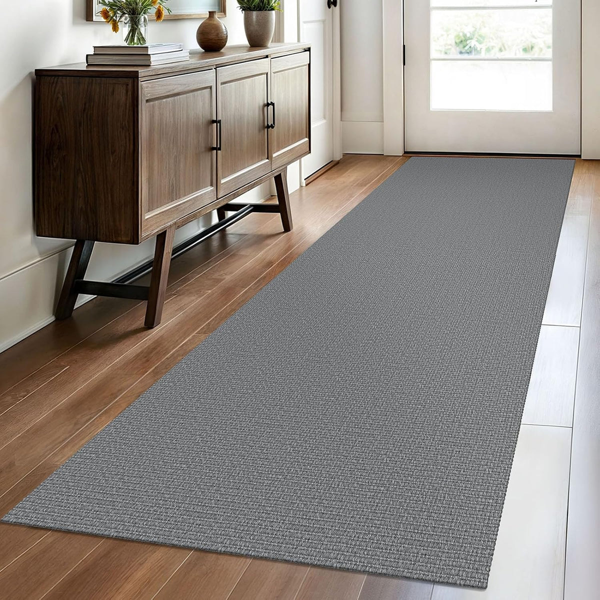 Gray Braided Runner Rug