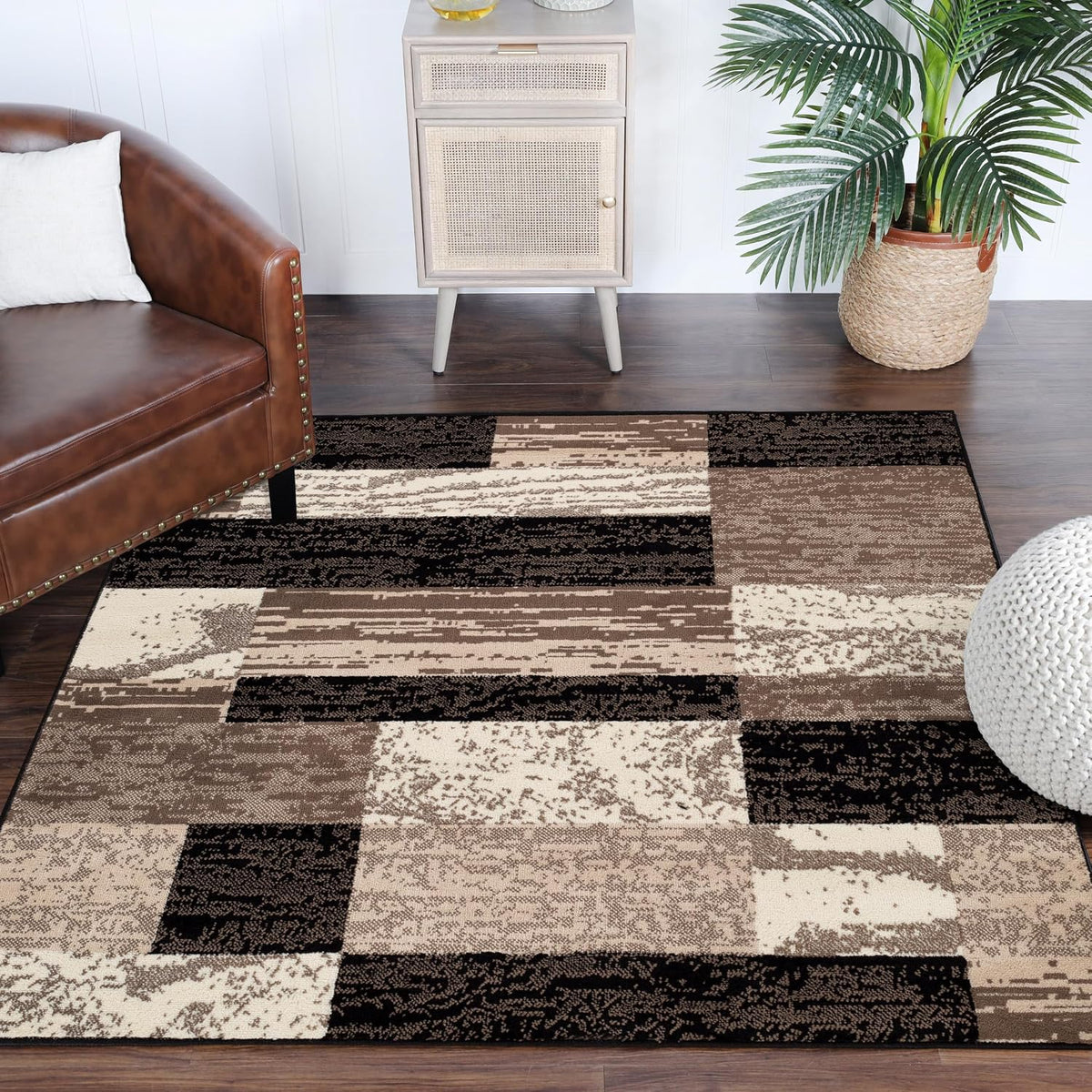Chocolate Geometric Area Rug