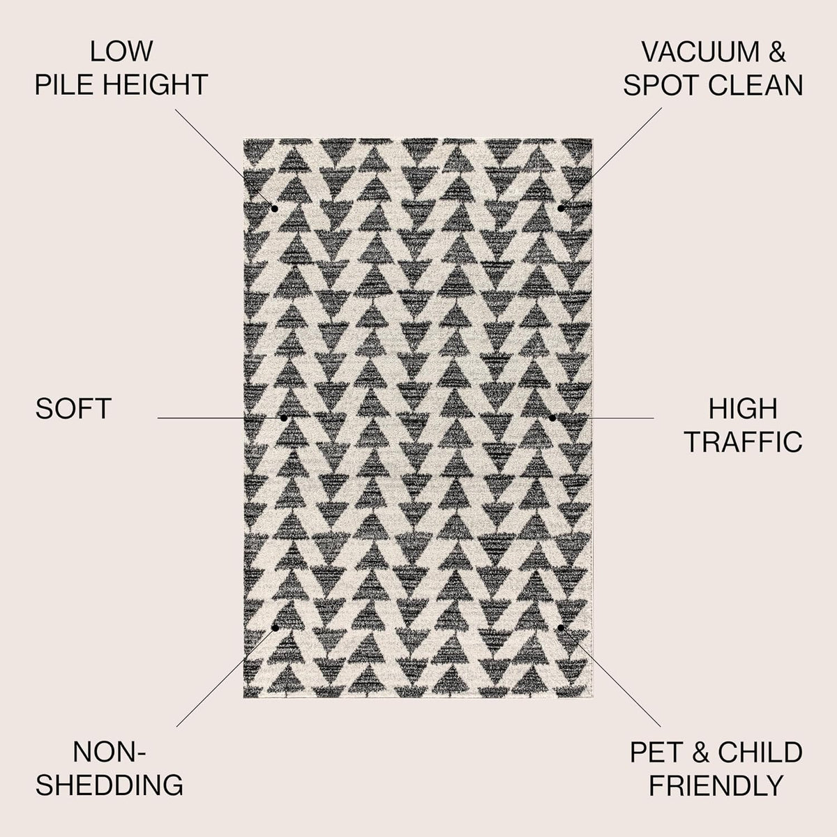 Cream‑Black Moroccan Rug