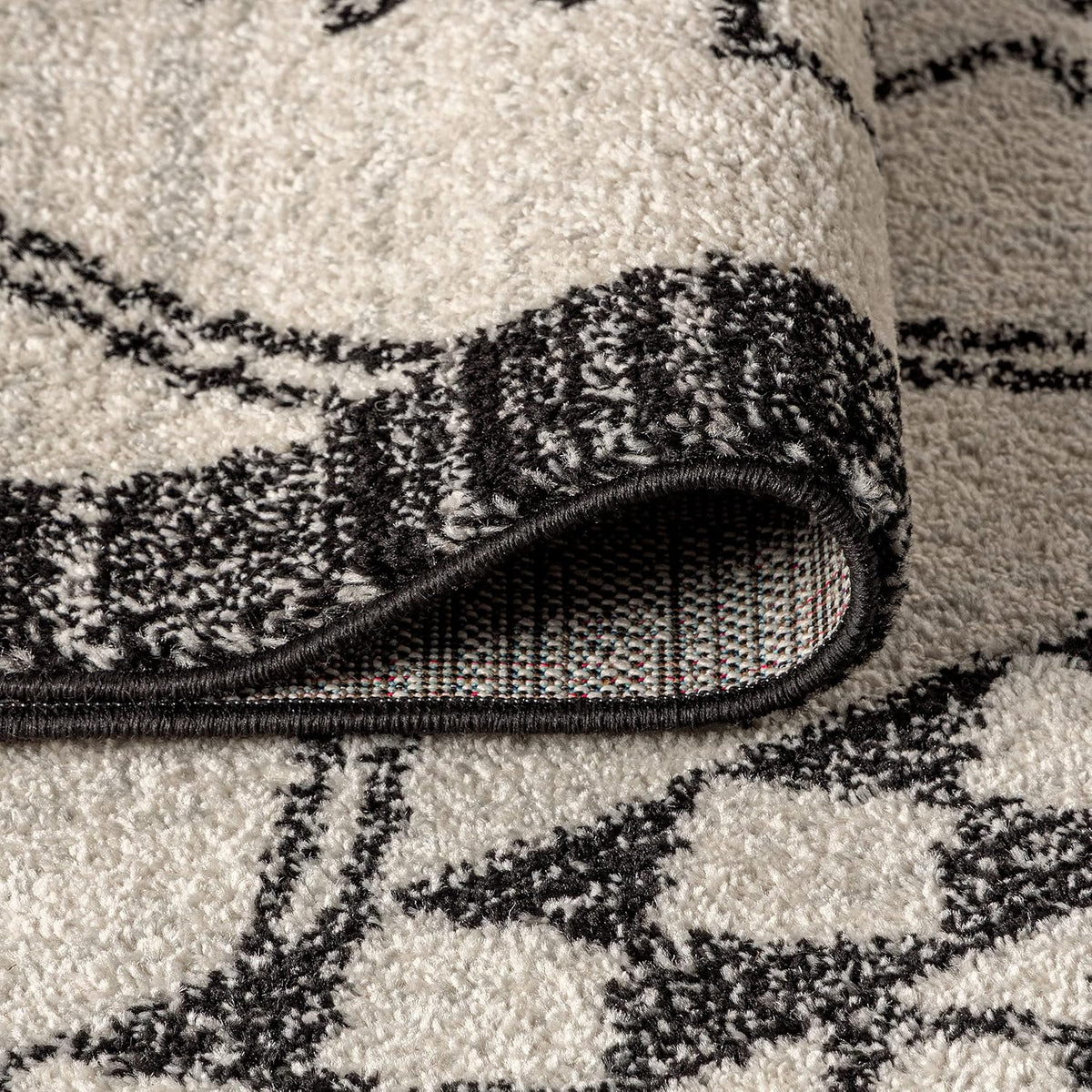 Cream‑Black Boho Rug
